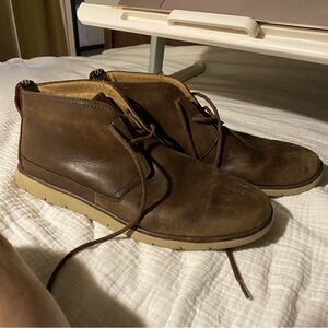 UGG freamon brown leather chukka boots 11.5 dress treadlite energ waterproof